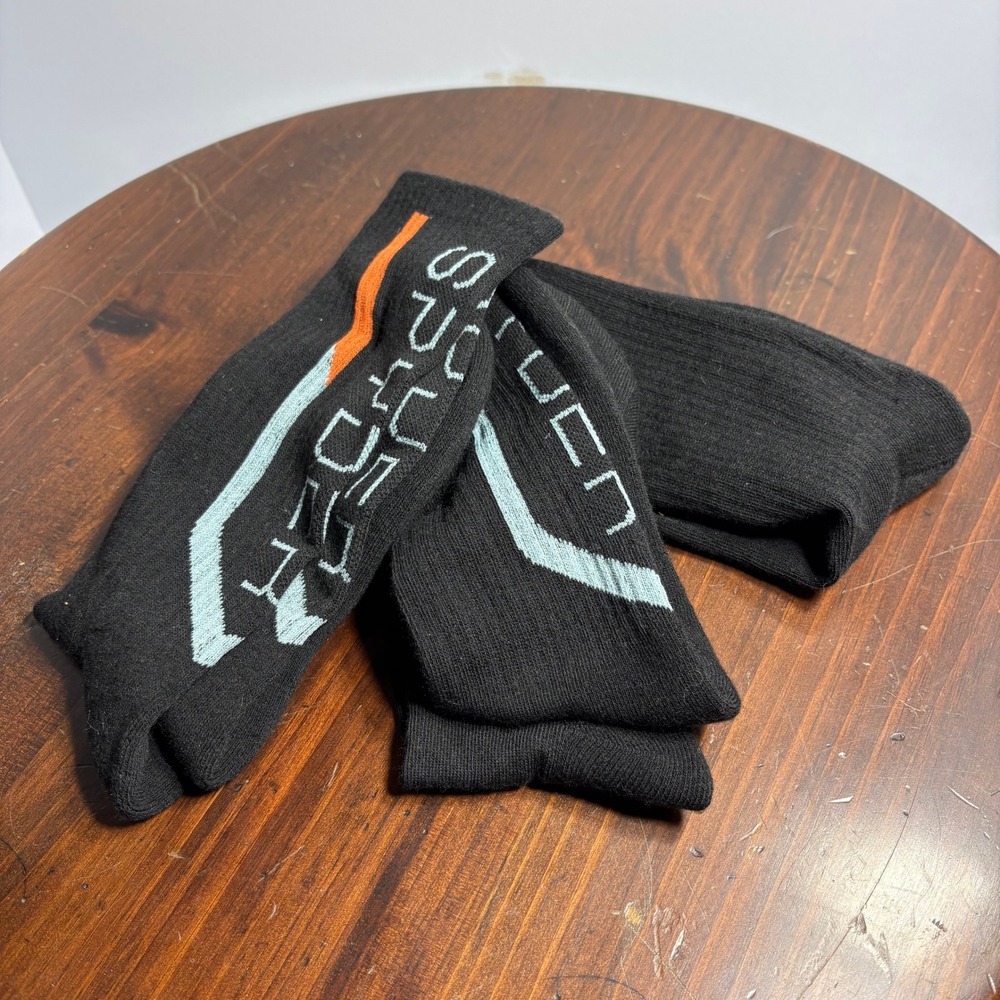 Spyder Crew Socks Mens 6-12 Black Performance Ski Athletic Cushioned 2 Pair NEW